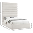 Meridian Furniture Adam Cream Linen Textured Fabric Queen Bed
