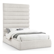 Meridian Furniture Adam Cream Linen Textured Fabric Queen Bed