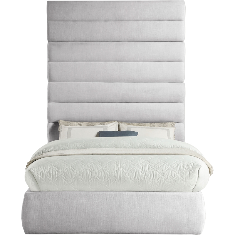 Meridian Furniture Adam Grey Linen Textured Fabric Full Bed