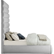 Meridian Furniture Adam Grey Linen Textured Fabric Full Bed