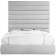 Meridian Furniture Adam Grey Linen Textured Fabric King Bed