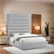 Meridian Furniture Adam Grey Linen Textured Fabric Queen Bed