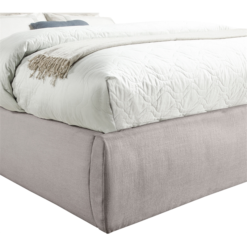 Meridian Furniture Adam Taupe Linen Textured Fabric Full Bed