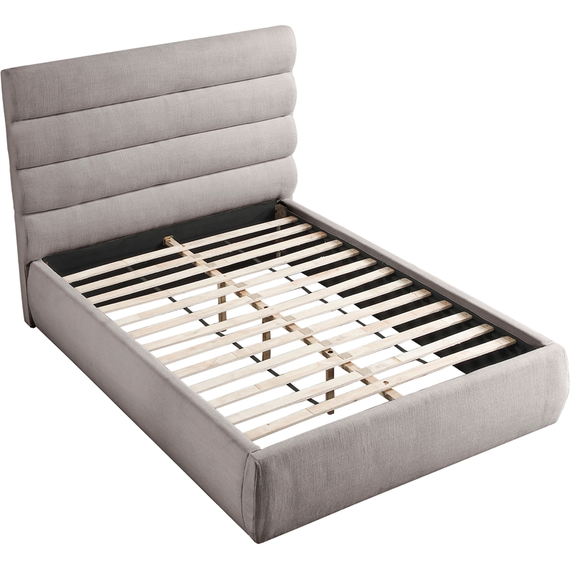Meridian Furniture Adam Taupe Linen Textured Fabric Full Bed