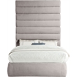 Meridian Furniture Adam Taupe Linen Textured Fabric Full Bed