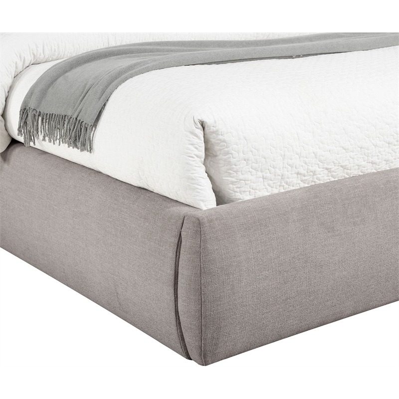 Meridian Furniture Adam Taupe Linen Textured Fabric Queen Bed