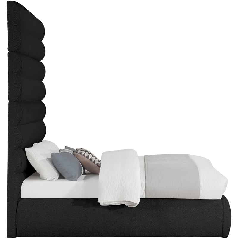 Meridian Furniture Adam Black Boucle Fabric Full Bed