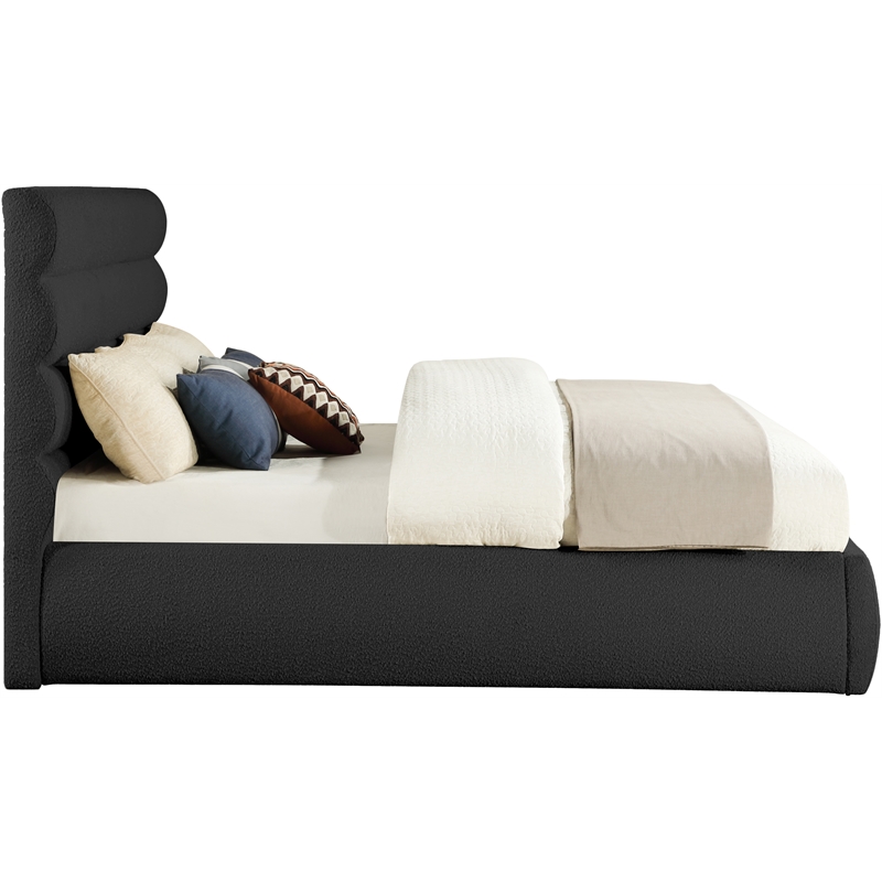 Meridian Furniture Adam Black Boucle Fabric King Bed