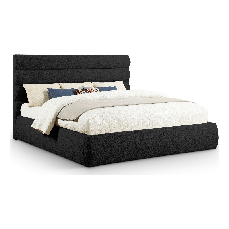Meridian Furniture Adam Black Boucle Fabric King Bed
