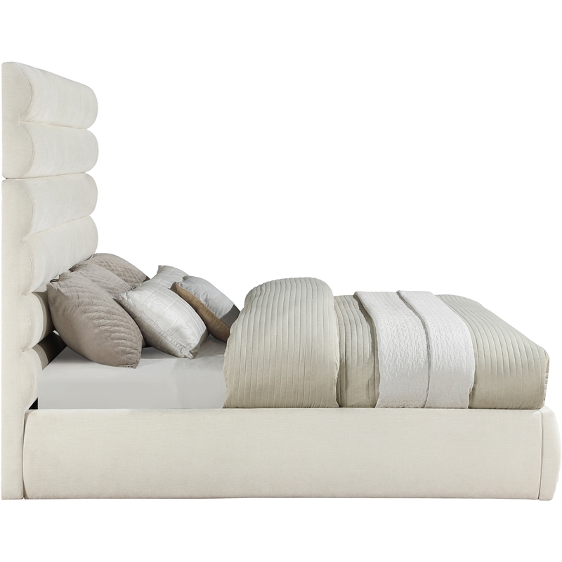 Meridian Furniture Adam Cream Chenille Fabric King Bed