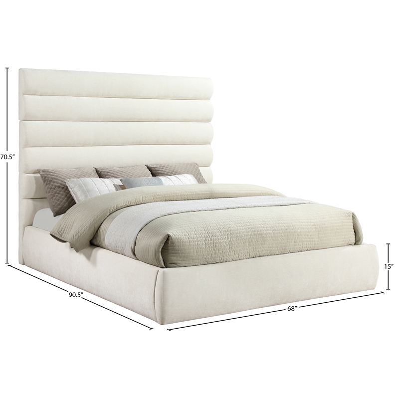 Meridian Furniture Adam Cream Chenille Fabric King Bed