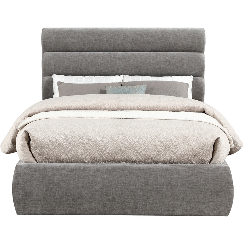 Meridian Furniture Adam Grey Chenille Fabric Full Bed