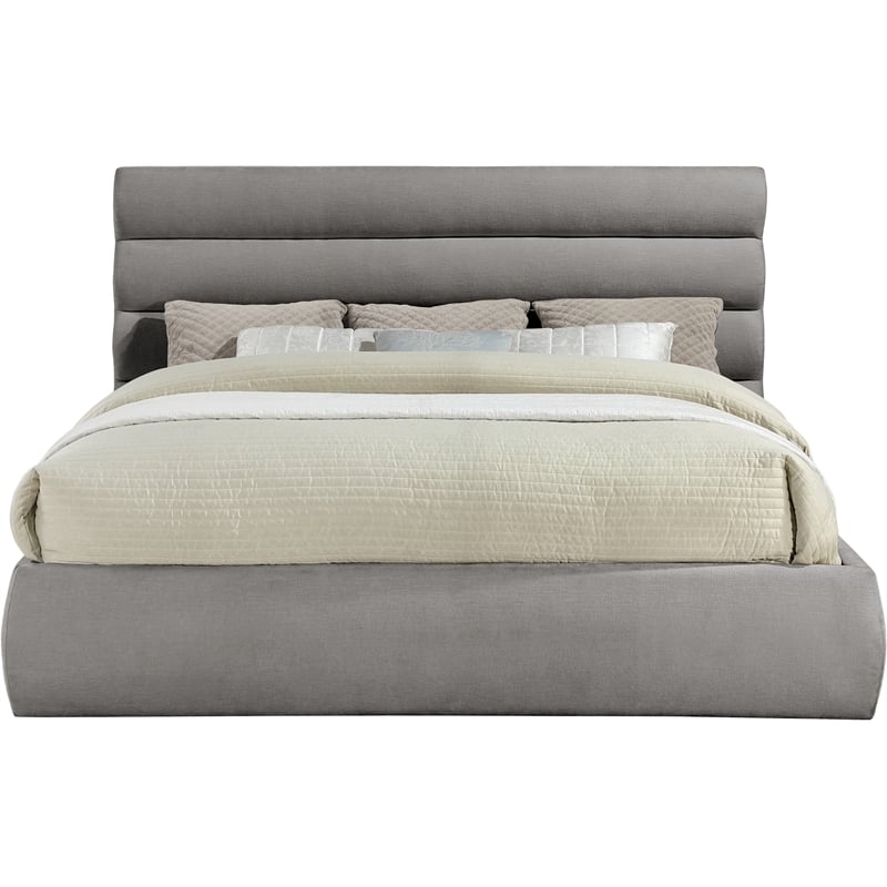 Meridian Furniture Adam Grey Chenille Fabric King Bed