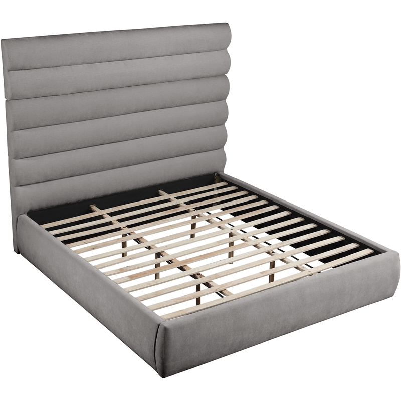 Meridian Furniture Adam Grey Chenille Fabric King Bed