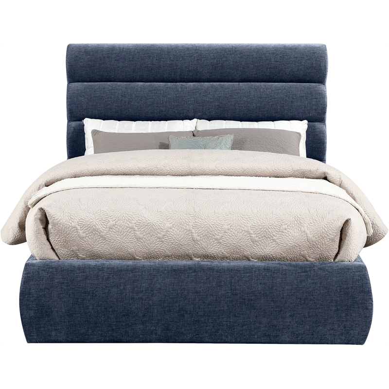 Meridian Furniture Adam Navy Chenille Fabric Full Bed