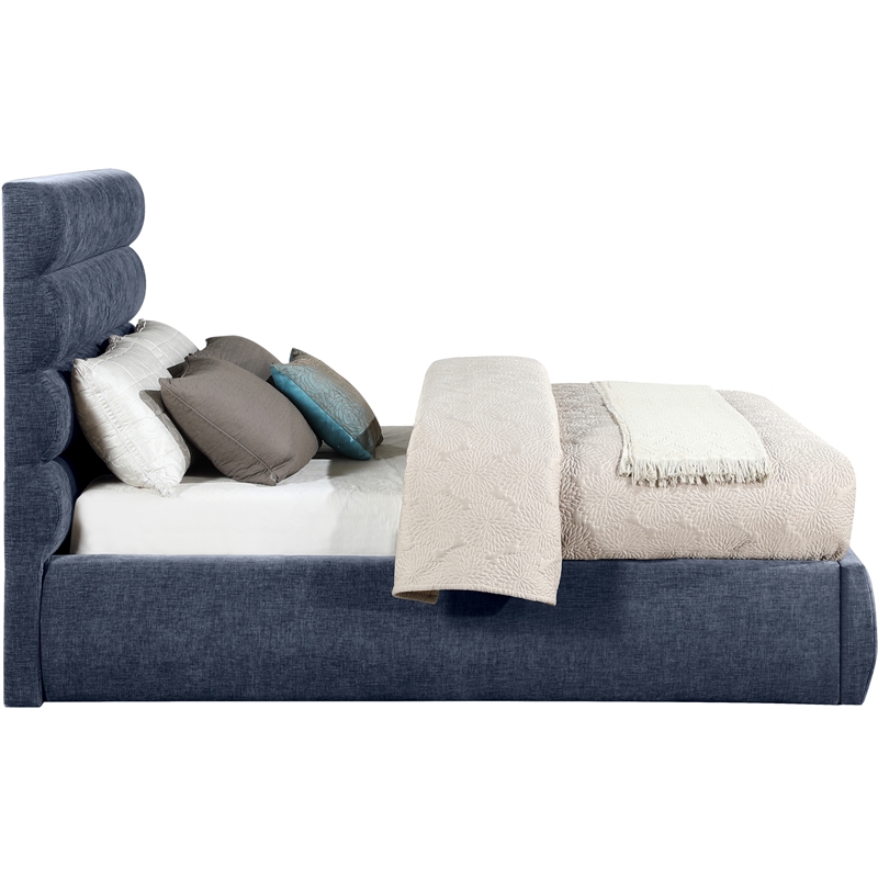Meridian Furniture Adam Navy Chenille Fabric Full Bed