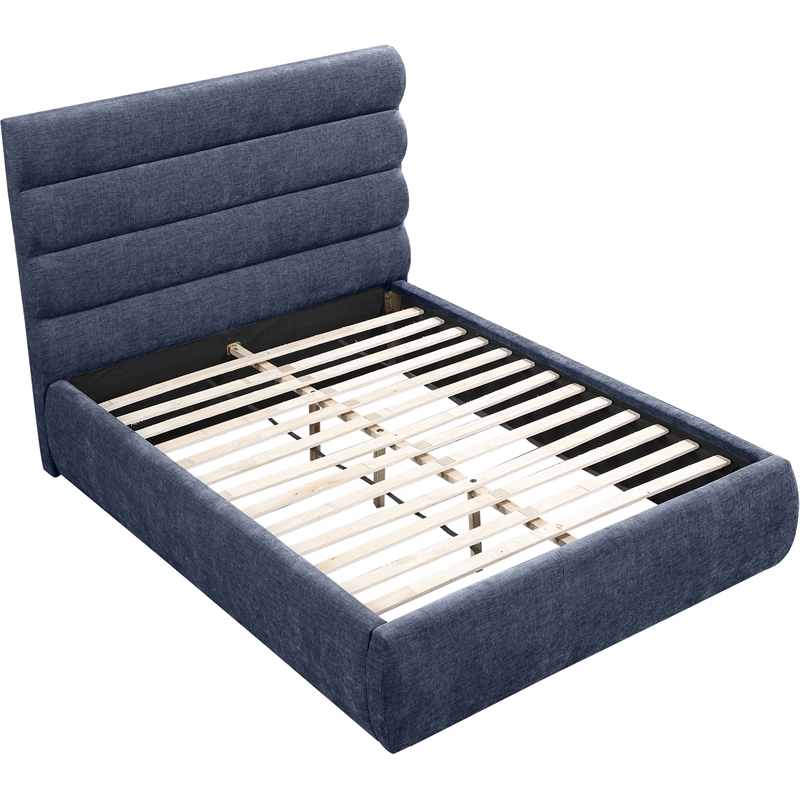 Meridian Furniture Adam Navy Chenille Fabric Full Bed