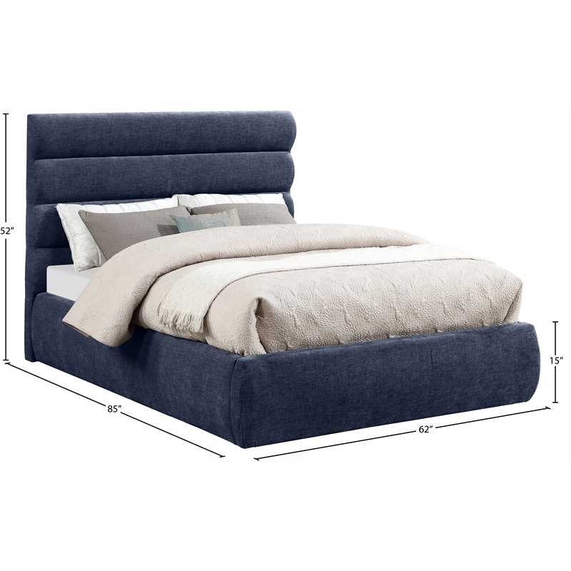 Meridian Furniture Adam Navy Chenille Fabric Full Bed