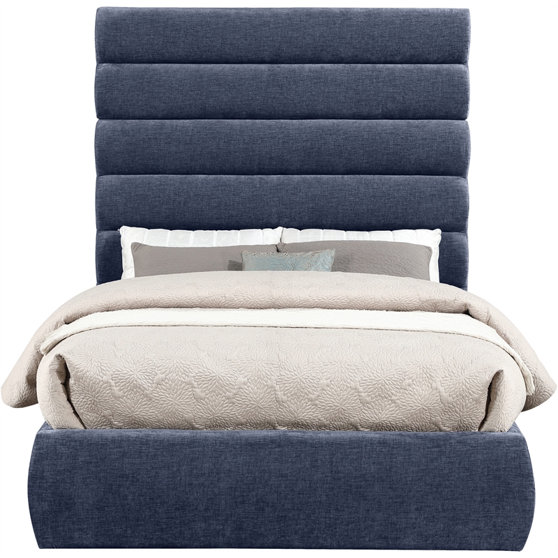 Meridian Furniture Adam Navy Chenille Fabric Full Bed