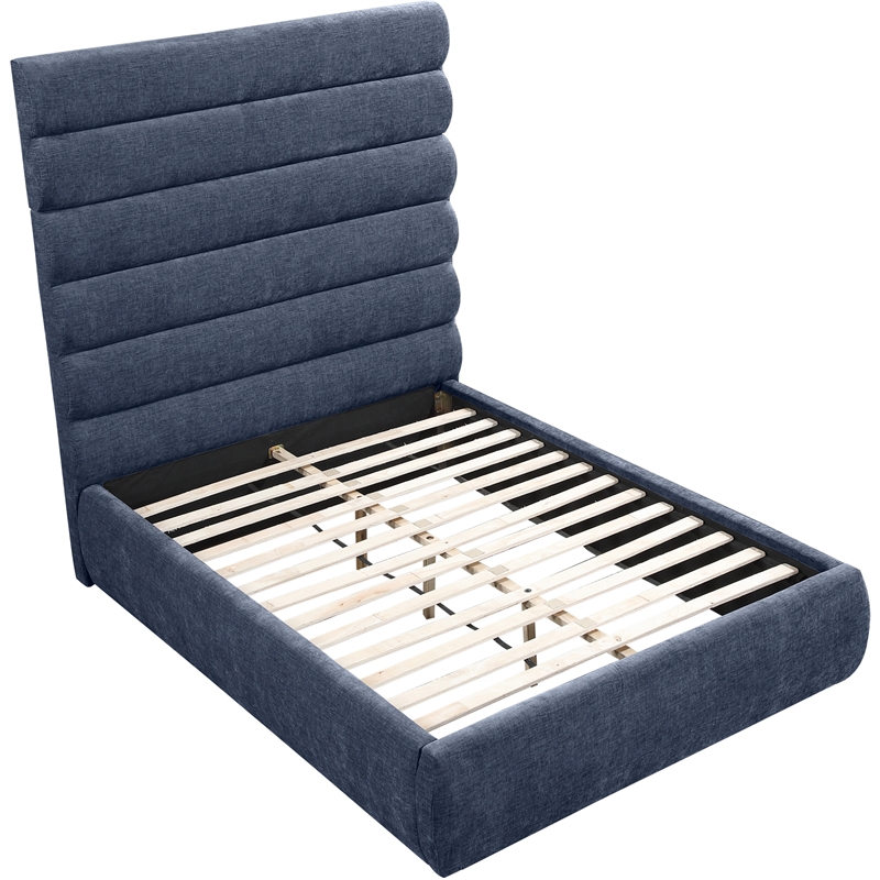 Meridian Furniture Adam Navy Chenille Fabric Full Bed