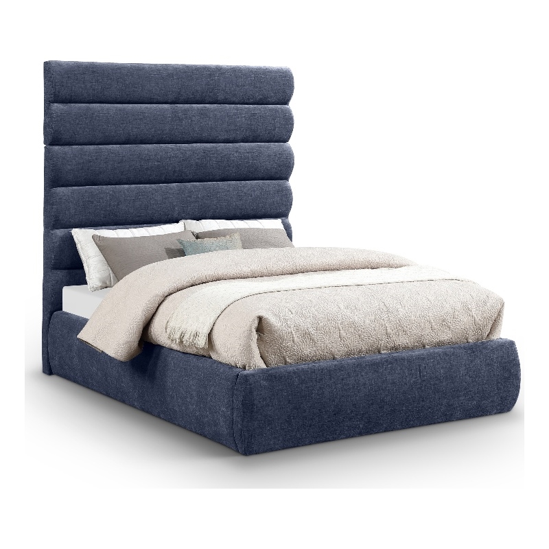 Meridian Furniture Adam Navy Chenille Fabric Full Bed