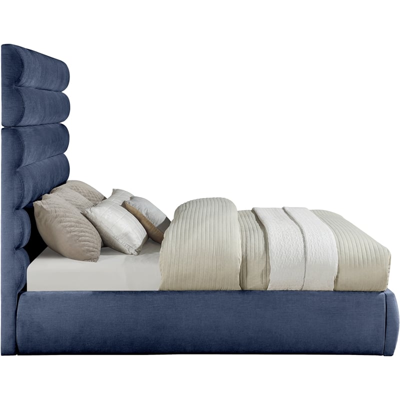Meridian Furniture Adam Navy Chenille Fabric King Bed