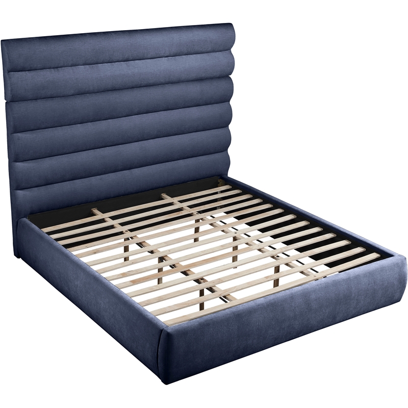 Meridian Furniture Adam Navy Chenille Fabric King Bed