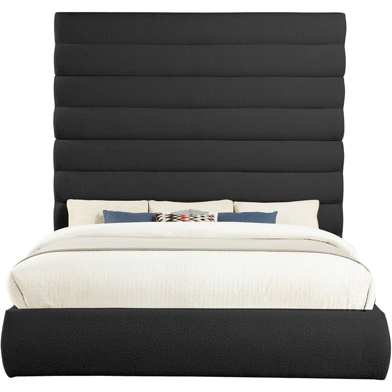 Meridian Furniture Adam Black Boucle Fabric King Bed
