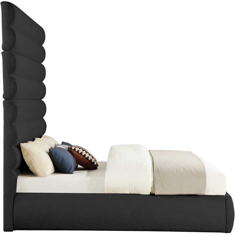 Meridian Furniture Adam Black Boucle Fabric King Bed