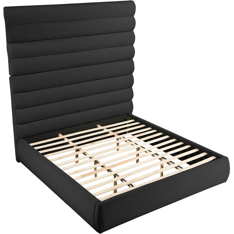 Meridian Furniture Adam Black Boucle Fabric King Bed