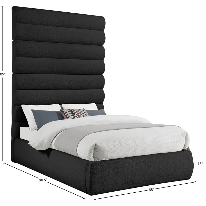 Meridian Furniture Adam Black Boucle Fabric King Bed