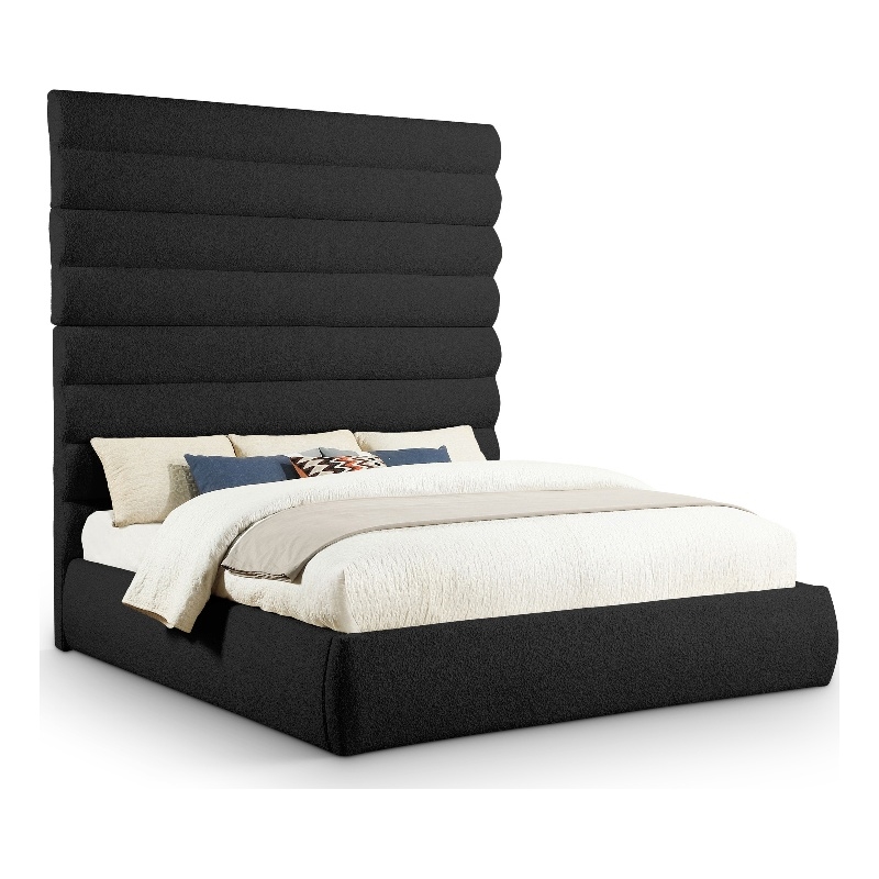Meridian Furniture Adam Black Boucle Fabric King Bed