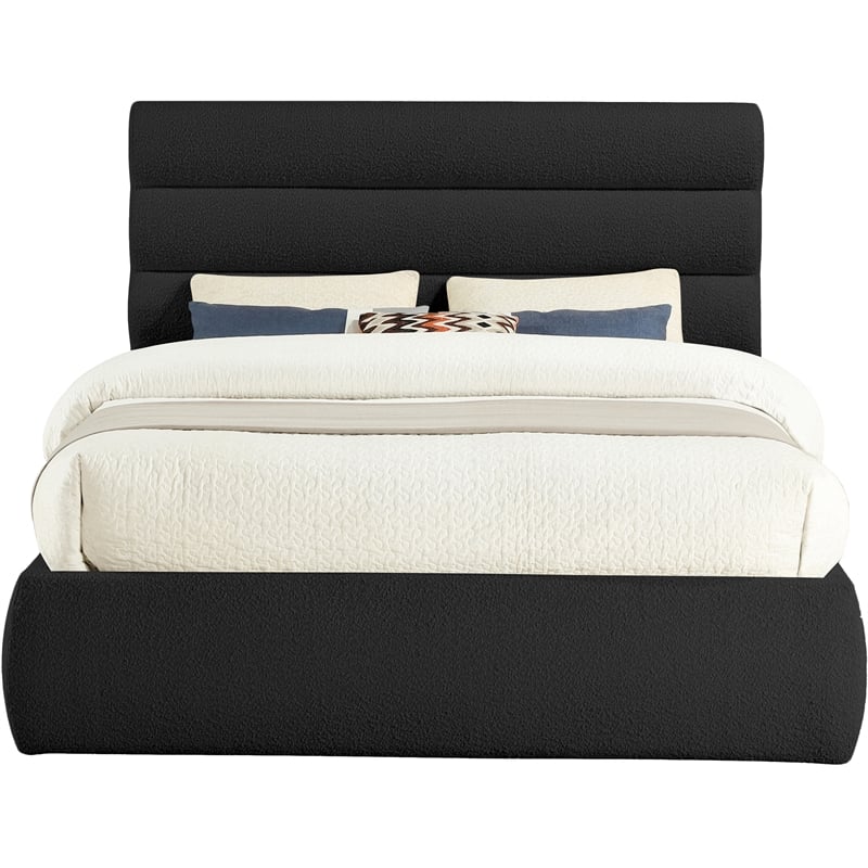 Meridian Furniture Adam Black Boucle Fabric Queen Bed