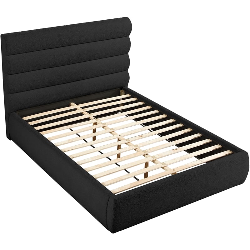 Meridian Furniture Adam Black Boucle Fabric Queen Bed