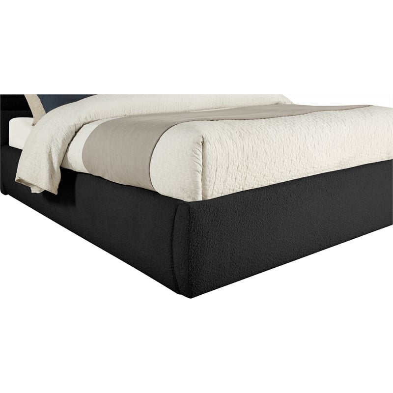 Meridian Furniture Adam Black Boucle Fabric Queen Bed