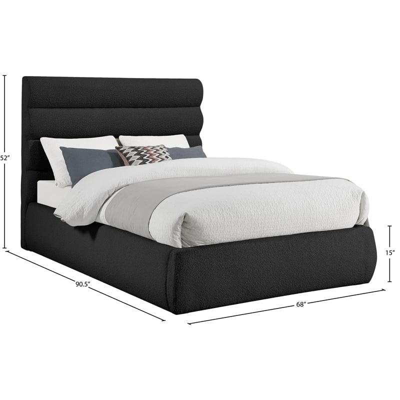 Meridian Furniture Adam Black Boucle Fabric Queen Bed