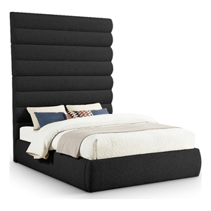 Meridian Furniture Adam Black Boucle Fabric Queen Bed