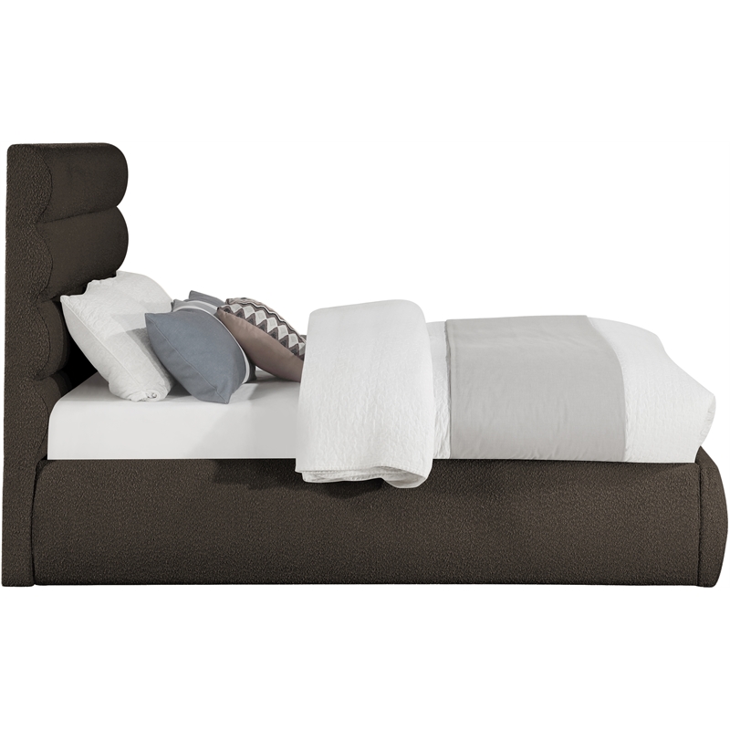 Meridian Furniture Adam Brown Boucle Fabric Full Bed