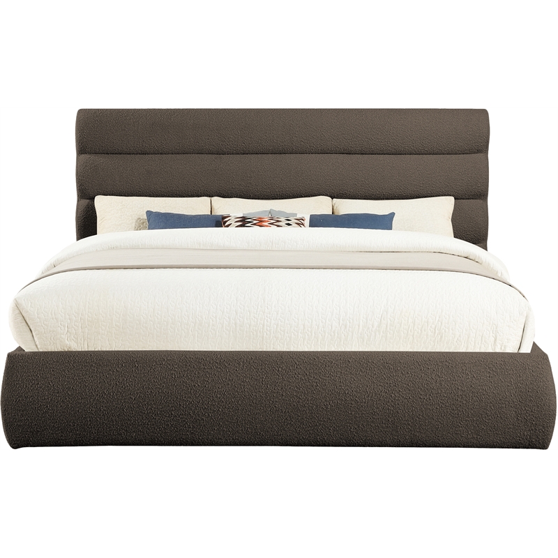 Meridian Furniture Adam Brown Boucle Fabric King Bed