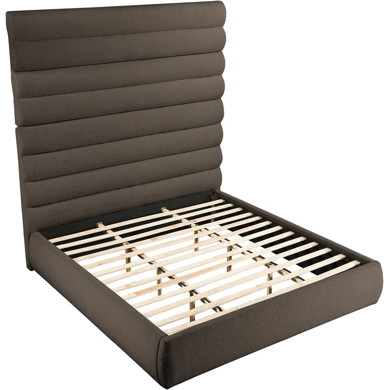 Meridian Furniture Adam Brown Boucle Fabric King Bed