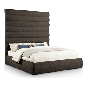 Meridian Furniture Adam Brown Boucle Fabric King Bed