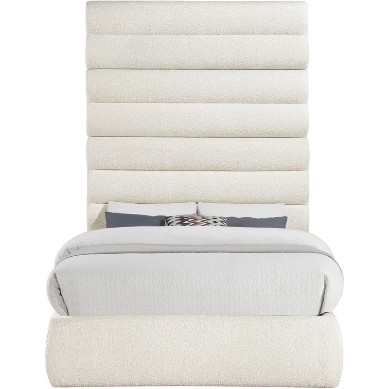 Meridian Furniture Adam Cream Boucle Fabric Full Bed