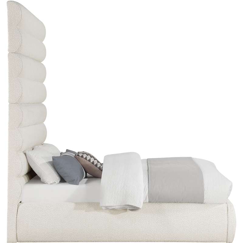 Meridian Furniture Adam Cream Boucle Fabric Full Bed