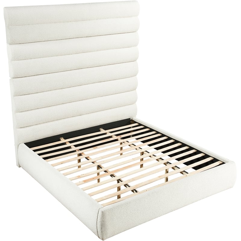 Meridian Furniture Adam Cream Boucle Fabric King Bed