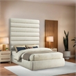 Meridian Furniture Adam Cream Boucle Fabric Queen Bed