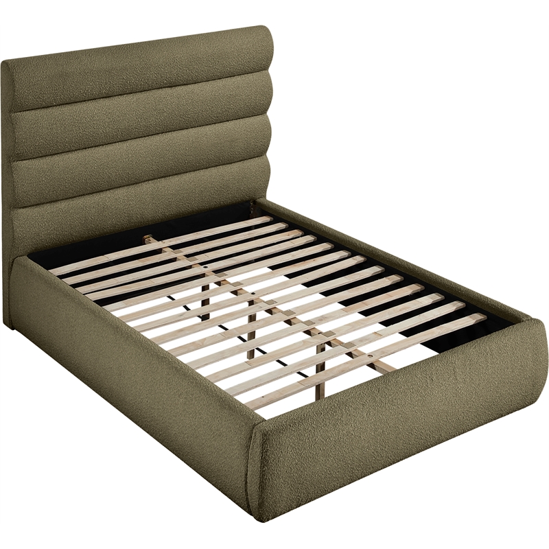Meridian Furniture Adam Olive Boucle Fabric Full Bed