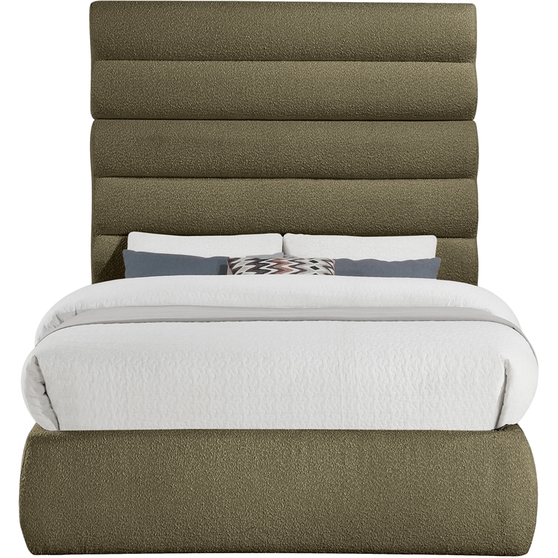 Meridian Furniture Adam Olive Boucle Fabric Full Bed