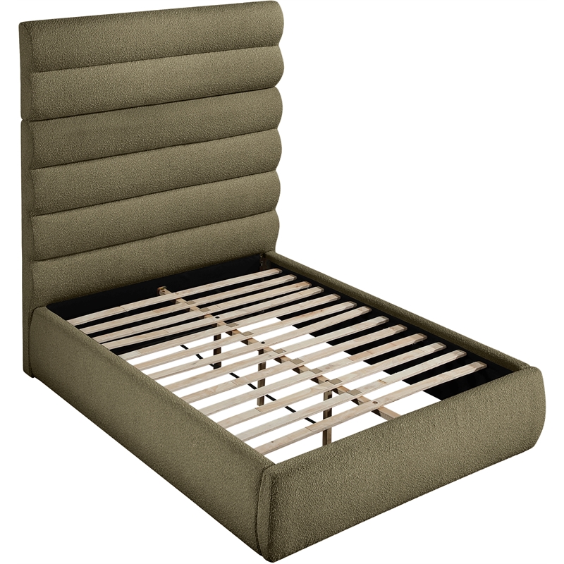 Meridian Furniture Adam Olive Boucle Fabric Full Bed