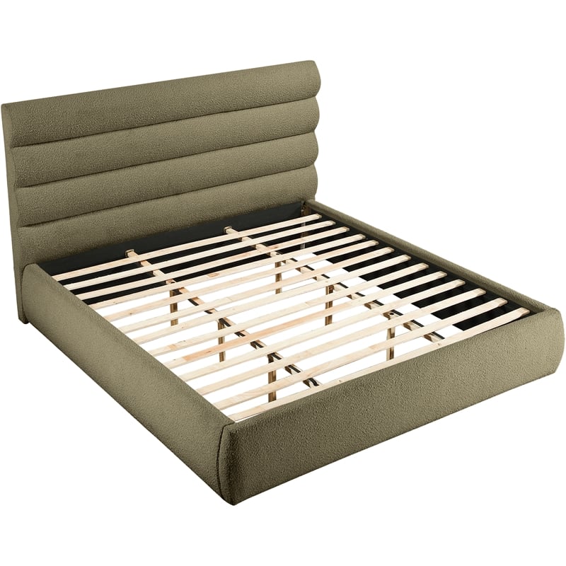 Meridian Furniture Adam Olive Boucle Fabric King Bed