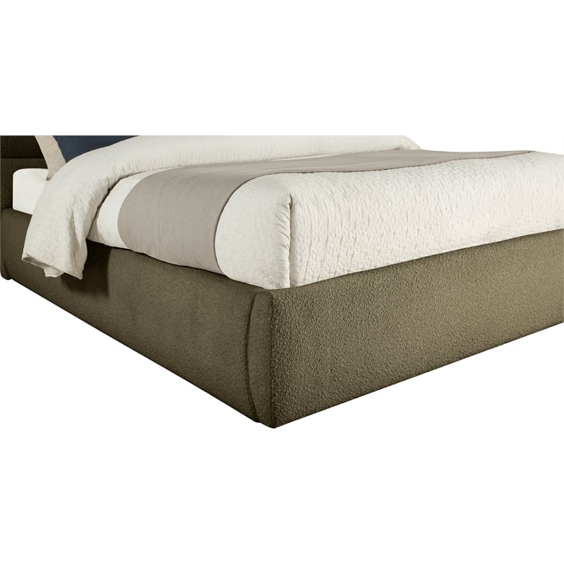 Meridian Furniture Adam Olive Boucle Fabric King Bed